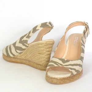 Chico's Wild Zebra Espadrille Wedge Sandel sz7